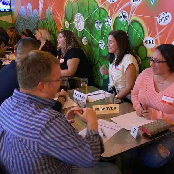 Attendees at a NY speed dating event