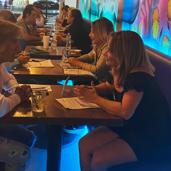 Attendees at a DC speed dating event